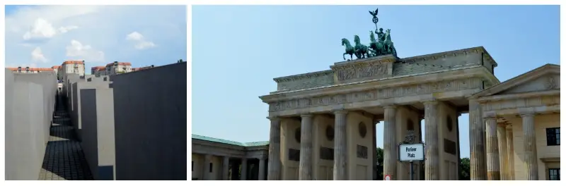 Memorial to the Murdered Jews of Europe and Brandenburg Gate in Berlin