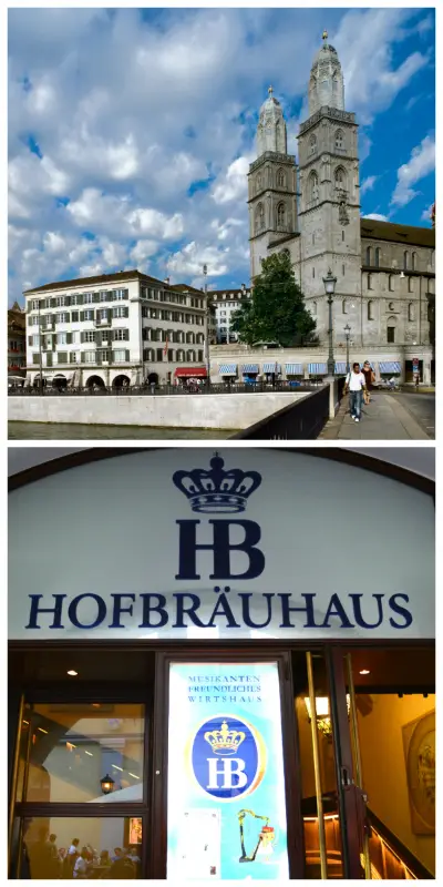 Great Minster Zurich Switzerland and Hofbrauhaus Munich Germany to-europe.com